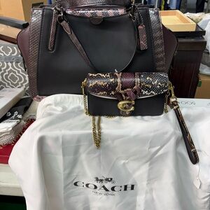 Coach Dreamer 36 Satchel and 
Coach Tabby Snakeskin Crossbody Black Multi/Brass